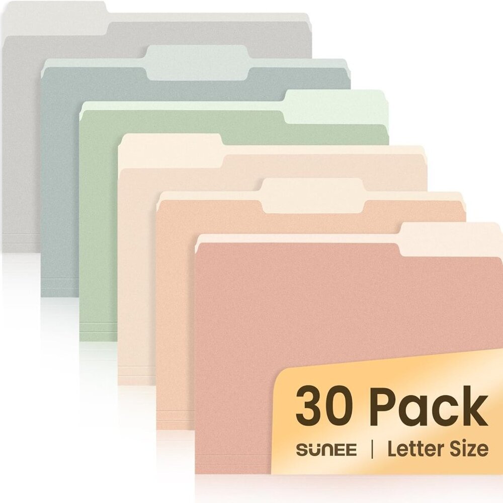 File Folders, 30 Pack Manilla Folders 8.5 x 11, Colored File Folders Home Office